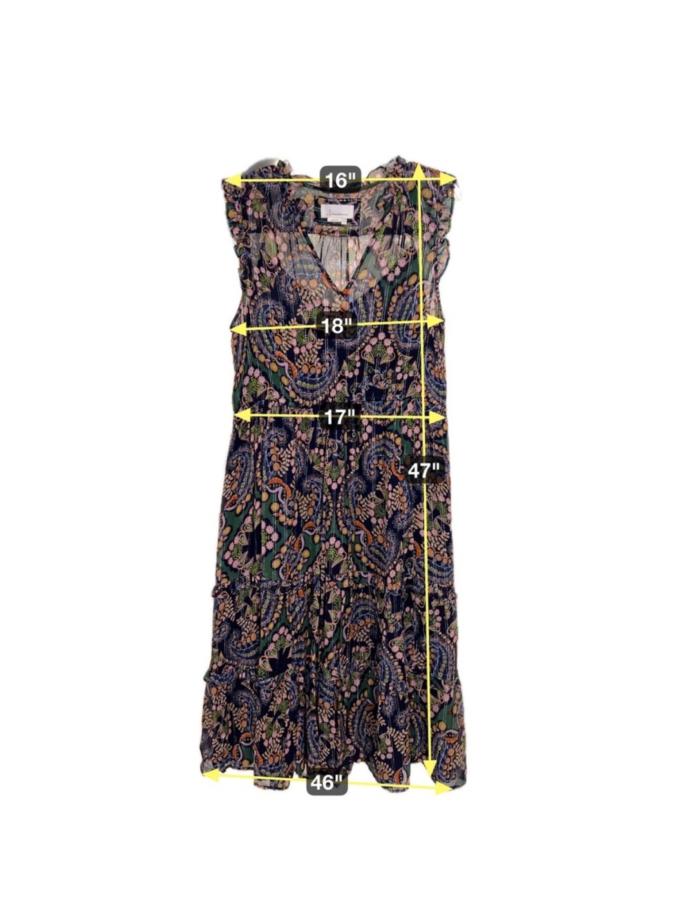 By Anthropologie Boho Paisley size 14 dress - Picture 6 of 8
